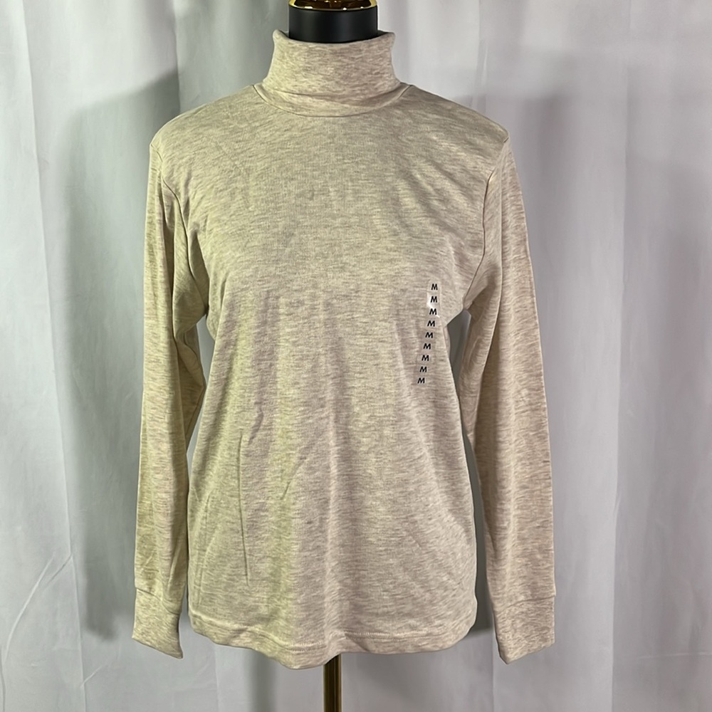 NWT Karen Scott Tan Long Sleeve Turtleneck Top